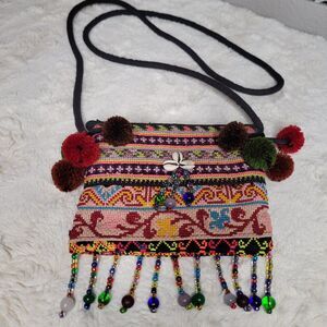 Unbranded Mini Beaded Shoulder Bag Boho Crossbody Purse Tassel